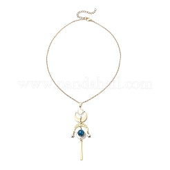 Natural Apatite & Brass Moon Sun Star Pendant Cable Chain Necklaces&nbsp;NJEW-TA00247