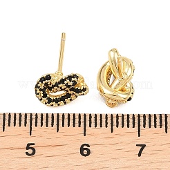 knot Brass Micro Pave Cubic Zirconia Stud Earrings&nbsp;EJEW-C174-01G