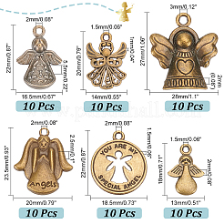 60PCS 6Style Angel Tibetan Style Alloy Pendants&nbsp;TIBEP-PH0001-64