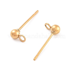 Ion Plating(IP) 304 Stainless Steel Ball Post Stud Earring Findings&nbsp;X-STAS-E163-44G-01