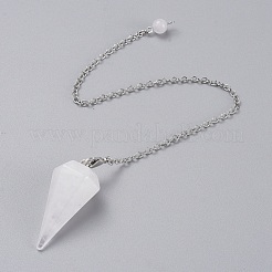 Platinum Tone Brass Crystal Cone Hexagonal Pointed Dowsing Pendulums&nbsp;X-MAK-M015-01I