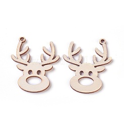 Christmas Theme Undyed Wood Pendants/Cabochons&nbsp;WOOD-I003-01