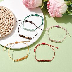 Natural & Synthetic Mixed Stone Rondelle Braided Bead Bracelet&nbsp;BJEW-JB10018