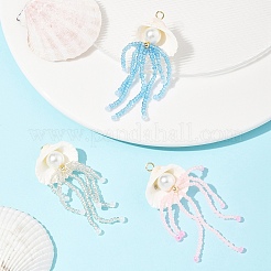 Natural Shell & Glass Pearl Big Pendants&nbsp;PALLOY-FS00031