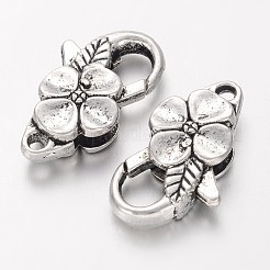 Antique Silver Flower Alloy Lobster Claw Clasps&nbsp;X-KK782