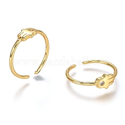 Brass Micro Pave Clear Cubic Zirconia Cuff Rings&nbsp;RJEW-C100-04G
