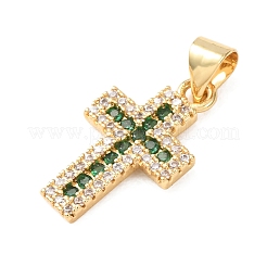 Brass Micro Pave Cubic Zirconia Pendants&nbsp;CU-CJC290F-01D-G-RS