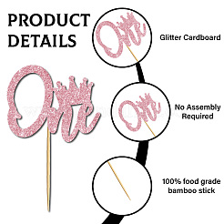 Paper & Glitter Sequins Cake Toppers with Bamboo Stick&nbsp;DIY-WH20087-001