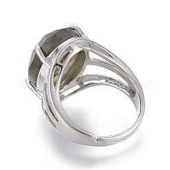 Adjustable Faceted Natural Labradorite Finger Rings&nbsp;RJEW-I068-B04-1
