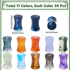 330Pcs 11 Colors Transparent Acrylic Beads Ink Wind Gradient Effect&nbsp;OACR-SC0002-01