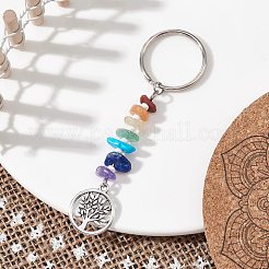 Chakra Natural Gemstone Chips Keychains&nbsp;KEYC-JKC00550-03