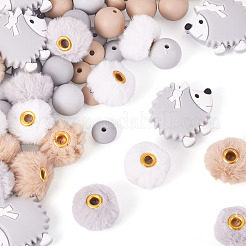 Silicone Focal Beads and Velvet Imitation Fur European Beads&nbsp;DIY-TA0013-50