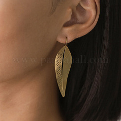 304 Stainless Steel Leaf Shape Dangle Earrings for Women&nbsp;WG5813C-01