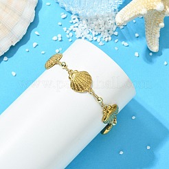 304 Stainless Steel Shell Shape Link Chain Bracelets for Women&nbsp;BJEW-JB13850