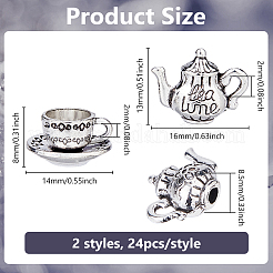 48Pcs 2 Styles Alloy Tea Pot & Coffee Cup Miniture Model&nbsp;AJEW-DC0001-81AS