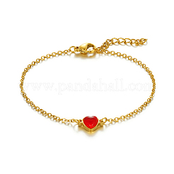Stylish Stainless Steel Red Heart Link Bracelets&nbsp;IT4999-2
