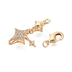 Brass Micro Pave Clear Cubic Zirconia Lobster Claw Clasps&nbsp;KK-N288-11G