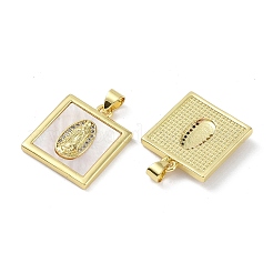 Rack Plating Brass Micro Pave Clear Cubic Zirconia Pendants&nbsp;KK-K341-44G-02