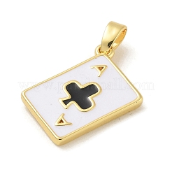Clubs Brass Enamel Pendants&nbsp;KK-G517-06G-03