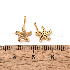 Brass Micro Pave Cubic Zirconia Stud Earrings for Women&nbsp;EJEW-F418-20G