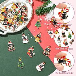 30Pcs 5 Styles Christmas Cat Theme Alloy Enamel Pendants&nbsp;ENAM-CJ0006-53