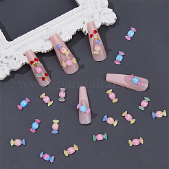 100Pcs 5 Colors Translucent Resin Cabochons with Gold Foil&nbsp;RESI-HY0001-24