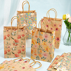 16Pcs 4 Styles Flower Print Paper Bags with Handles&nbsp;ABAG-BBC0001-30