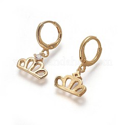 Brass Dangle Hoop Earrings&nbsp;EJEW-F199-03G