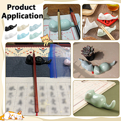 6Pcs 6 Colors Ceramics Cat Shape Calligraphy Brush Holder&nbsp;AJEW-PH0006-44