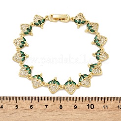 Brass Micro Pave Cubic Zirconia Link Bracelets for Women&nbsp;BJEW-Z126-05G-01