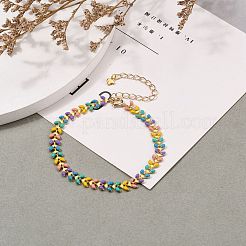 Brass Enamel Cobs Chains Bracelets&nbsp;BJEW-JB05744