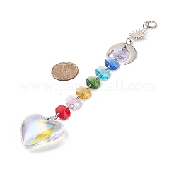 Electroplate Glass Heart Window Hanging Suncatchers&nbsp;HJEW-JM00842
