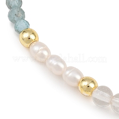 Natural Apatite & Quartz Crystal & Cultured Freshwater Pearl Beaded Bracelets for Women&nbsp;BJEW-JB13713