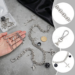 4Pcs 4 Styles Alloy Rhinestone Chain Brooch & Keychain with Iron Split Key Rings & Acrylic & Brass Chain Purse Chains&nbsp;HJEW-PH02616