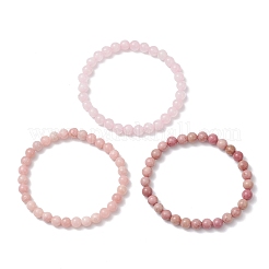 3Pcs Natural Rhodochrosite & Rose Quartz & Pink Opal Round Beads Stretch Bracelets for Women&nbsp;BJEW-JB12836