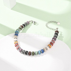 Chakra Dyed Natural Lava Rock Heishi Beaded Bracelets&nbsp;GG-CBA922D-02