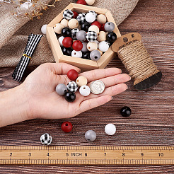 Painted Natural Wood Beads&nbsp;WOOD-YS0001-01