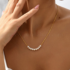 Elegant Natural Freshwater Pearl Rice Beaded Metal Chain Necklaces for Women&nbsp;XK5960