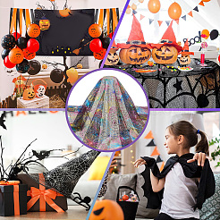 Halloween Spider Web Pattern Polyester Mesh Fabric&nbsp;DIY-WH0496-75