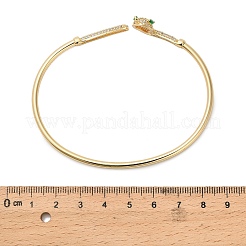 Brass Micro Pave Clear Cubic Zirconia Cuff Bangles for Women&nbsp;BJEW-B145-07G-01