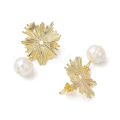 Brass Shell Pearl Stud Earrings for Women&nbsp;EJEW-JE06243