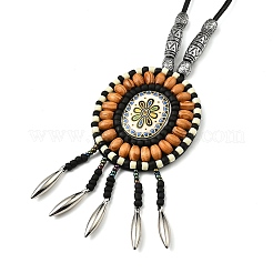 Retro Style Glass & Acrylic & CCB Beads Pendant Necklaces&nbsp;NJEW-Q349-02A