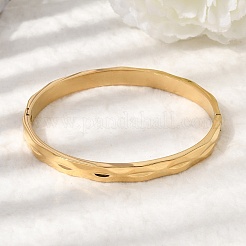 Hammered 304 Stainless Steel Hinged Bangles&nbsp;BJEW-D408-14G