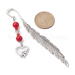 Valentine's Day Alloy Heart Pendant Bookmarks&nbsp;AJEW-JK00270-03