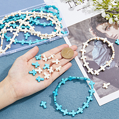 6 Strands 2 Colors Synthetic Turquoise Beads Strands&nbsp;TURQ-DC0001-02