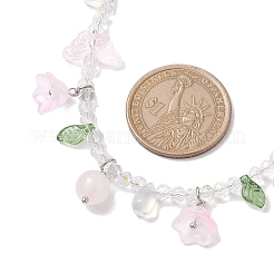Glass with Rose Quartz Beaded Necklaces&nbsp;NJEW-JN04680-02