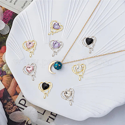 16Pcs 8 Colors Glass Melting Heart Pendant&nbsp;PALLOY-DR0001-02