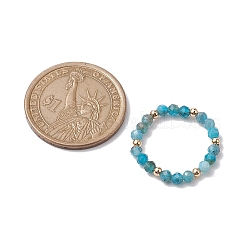 Natural Lapis Lazuli/Apatite with Glass Braided Beaded Finger Rings&nbsp;RJEW-JR00670