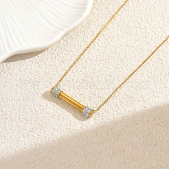 Stainless Steel Crystal Rhinestone Bar Pendant Necklaces for Women Daily Wear&nbsp;UA6063
