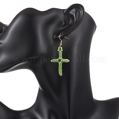 Cross Glass Beaded Dangle Earrings&nbsp;EJEW-MZ00706